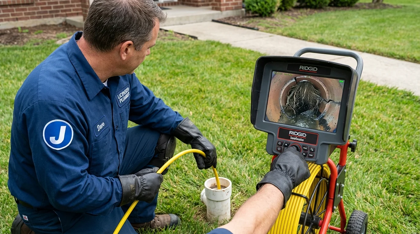 Sewer camera inspection being performed by Johns Plumbing LLC in Luna Pier