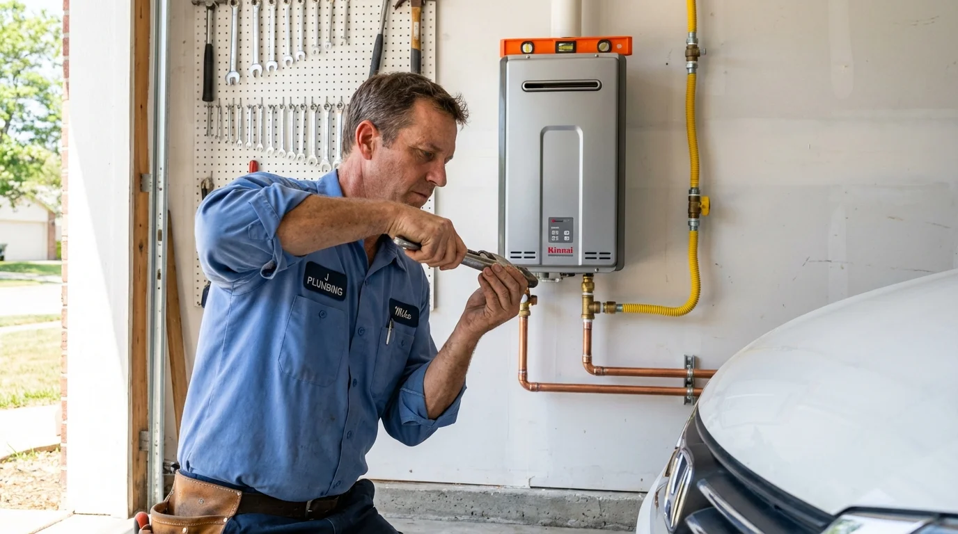 Tankless water heater installation by a Johns Plumbing LLC plumber in Luna Pier